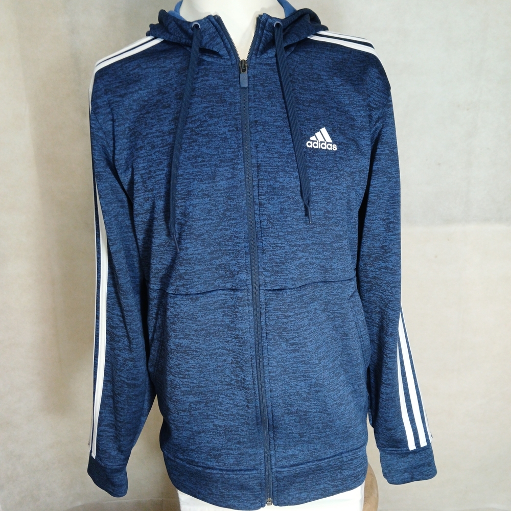 Adidas Blue Hooded Zip Up Performance Jacket Men's Size Medium